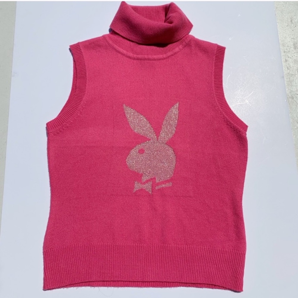 Rare Vintage PLAYBOY Pink Sleeveless Sweater